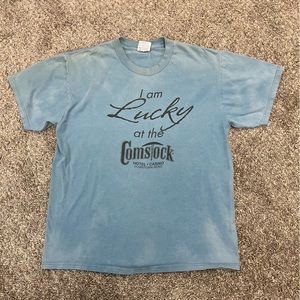 Vintage casino shirt mens large blue shirt sleeve lucky corn stock Reno thrashed